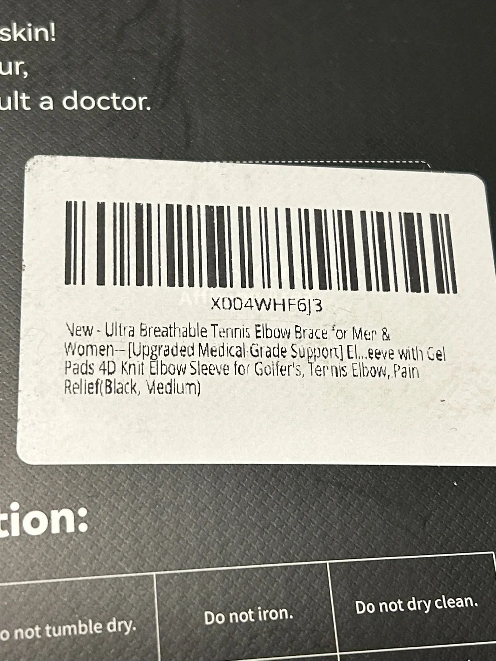 Black Compression Elbow Sleeve with Gel Support ultra breathable Medium NEW